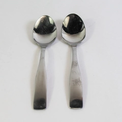 2 Cambridge Stainless Steel Teaspoons Madison Satin Handle Fiddle Tip