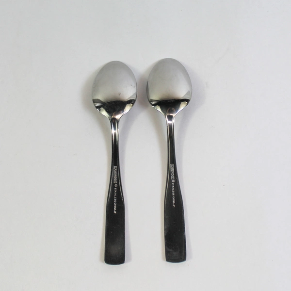 2 Cambridge Stainless Steel Teaspoons Madison Satin Handle Fiddle Tip
