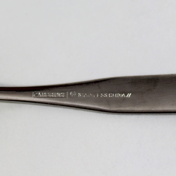 2 Cambridge Stainless Steel Teaspoons Madison Satin Handle Fiddle Tip