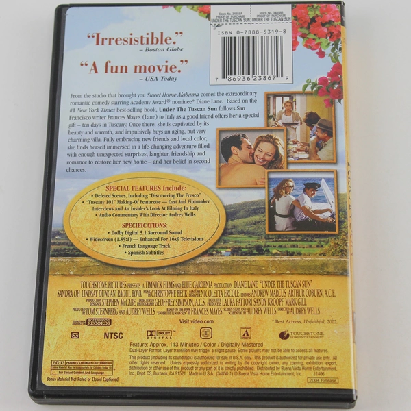 Under The Tuscan Sun DVD Widescreen Diane Lane Buena Vista Pre-Owned 