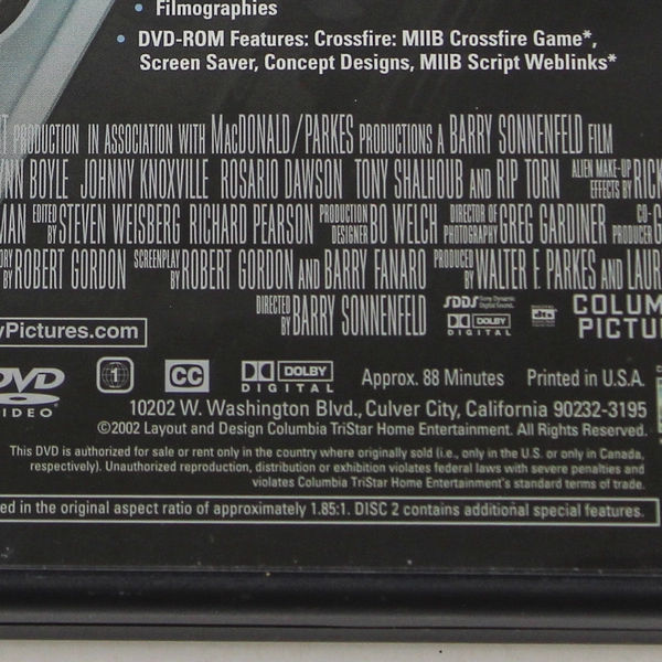 Men In Black II DVD - Back In Black, Good Condition, Columbia Pictures