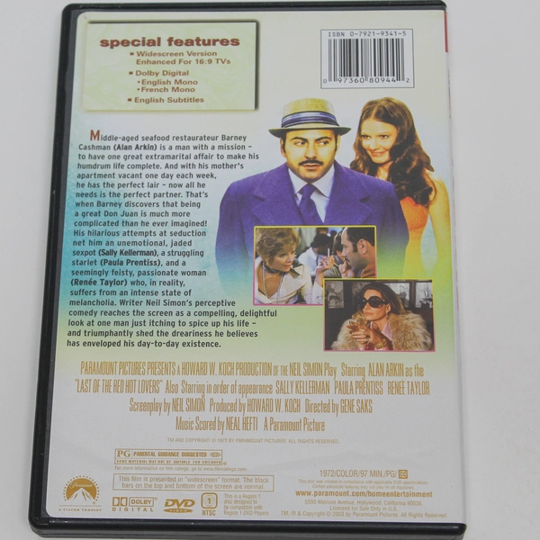 Last Of The Redhot Lovers DVD Neil Simon Paramount PG Pre-Owned Comedy Film