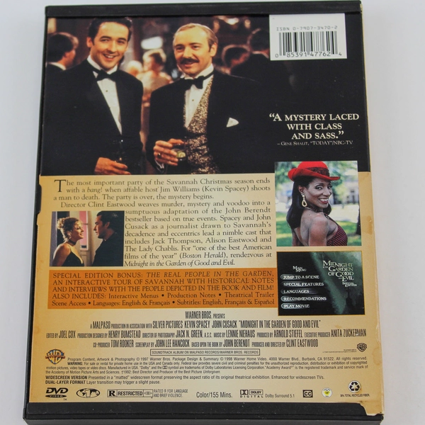 Midnight In The Garden Of Good And Evil DVD 1997 Warner Bros Rated R Good