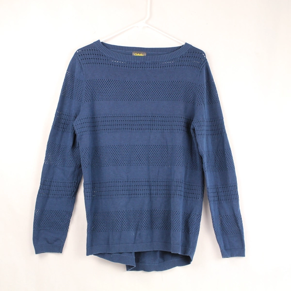 Cabela's Men's Large Navy Blue Sweater Pullover Long Sleeve Eyelet Design