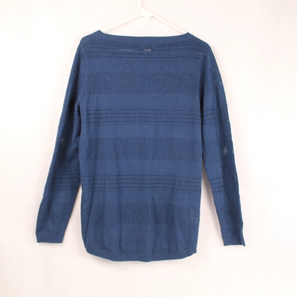 Cabela's Men's Large Navy Blue Sweater Pullover Long Sleeve Eyelet Design