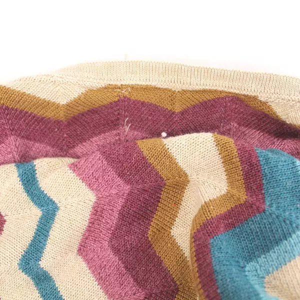 Alfred Dunner Women's Large Chevron Sweater Beige Purple Blue Pre-Owned Wear