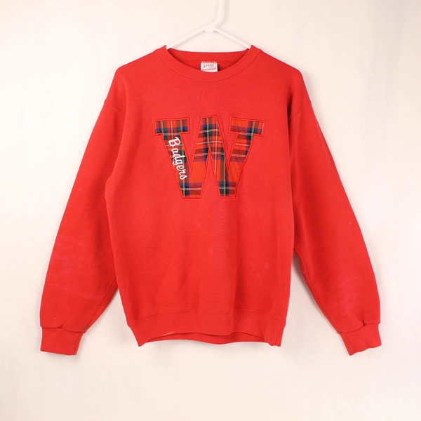 Vtg Sante Pluma Wisconsin Badgers Hoodie M Red Plaid W Design, Pre-Owned