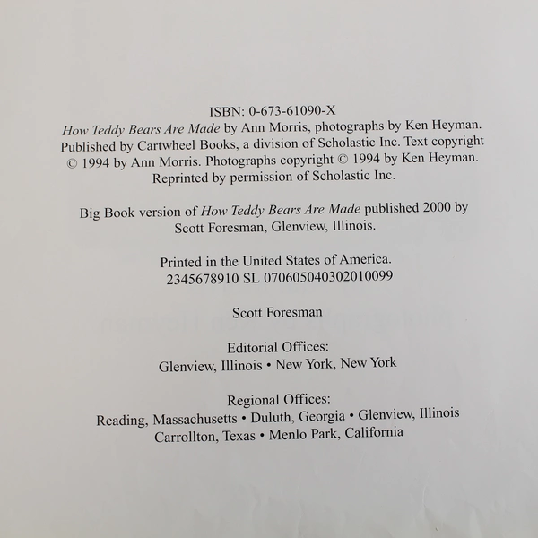 Scott Foresman Reading How Teddy Bears Are Made by Ann Morris Pre-Owned