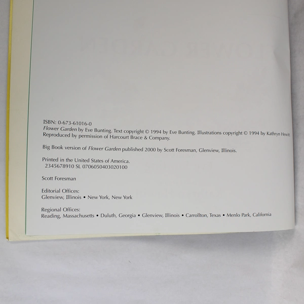 Vintage Scott Foresman Book Flower Garden by Eve Bunting 2000 Good Condition