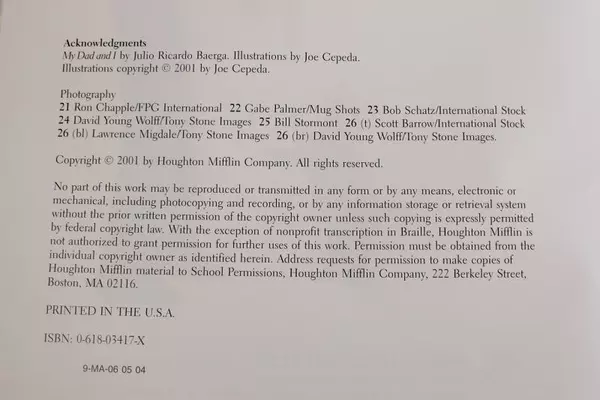 Houghton Mifflin Reading Big Book My Dad And I by Julio Ricardo Baerga