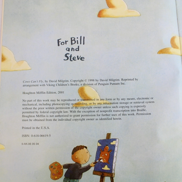 Houghton Mifflin Big Book Cows Can't Fly by David Milgrim - Pre-owned, Tear