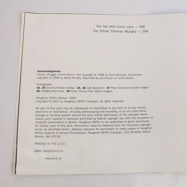 Houghton Mifflin "Vroom, Chugga, Vroom-Vroom" by Anne Miranda - Pre-Owned