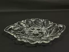 Embossed Floral Glass Tray with Handles 12.5" x 10" - Decorative Serveware
