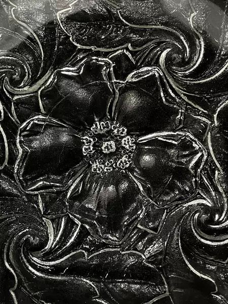 Embossed Floral Glass Tray with Handles 12.5" x 10" - Decorative Serveware