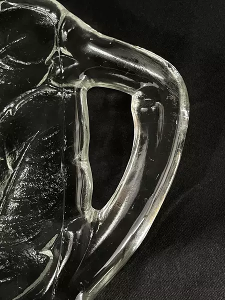 Embossed Floral Glass Tray with Handles 12.5" x 10" - Decorative Serveware