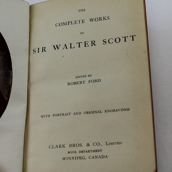 Antique Green Leather Complete Works of Sir Walter Scott 20th Century
