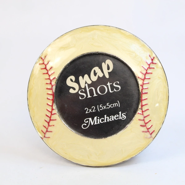 Michaels Snap Shots Metal Baseball Photo Frame 2"x2" Pearlescent