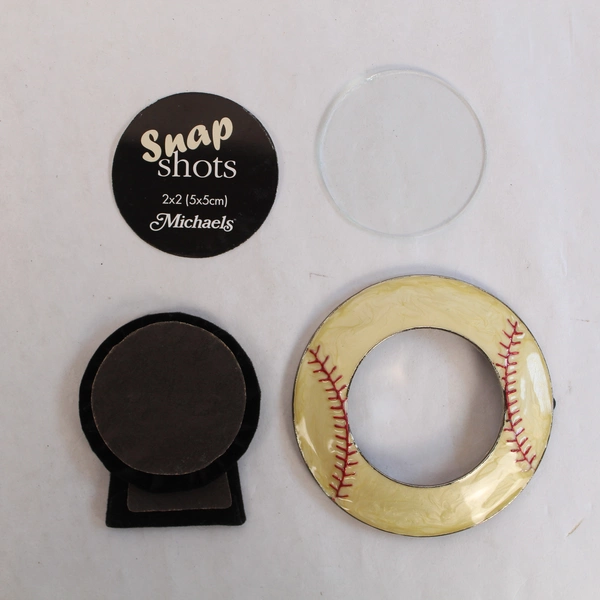 Michaels Snap Shots Metal Baseball Photo Frame 2"x2" Pearlescent