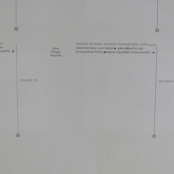 Lot of 2 Joyce Lovro Gabriel Harvest of Pears 2003 Postcard Sheets