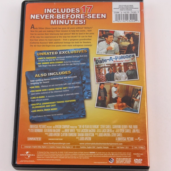 The 40 Year Old Virgin Unrated DVD - Steve Carell - Good Condition
