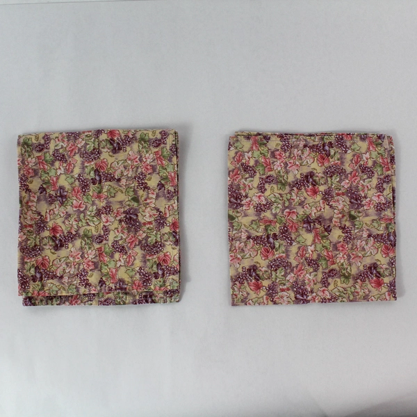 Lot of 2 Elegant Pink & Purple Vine Cloth Napkins for Dining Table Decor