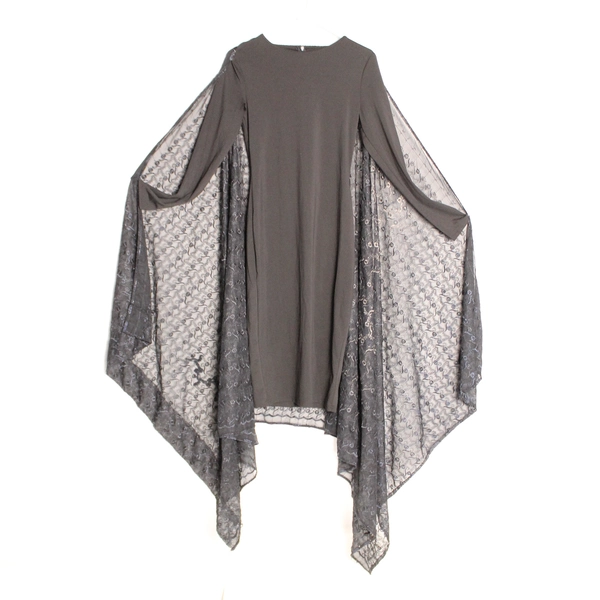 Homemade Women's Medium Halloween Costume Black Dress and Lace Cape