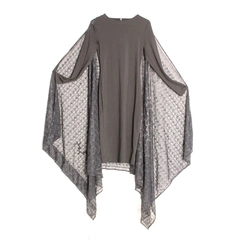 Homemade Women's Medium Halloween Costume Black Dress and Lace Cape