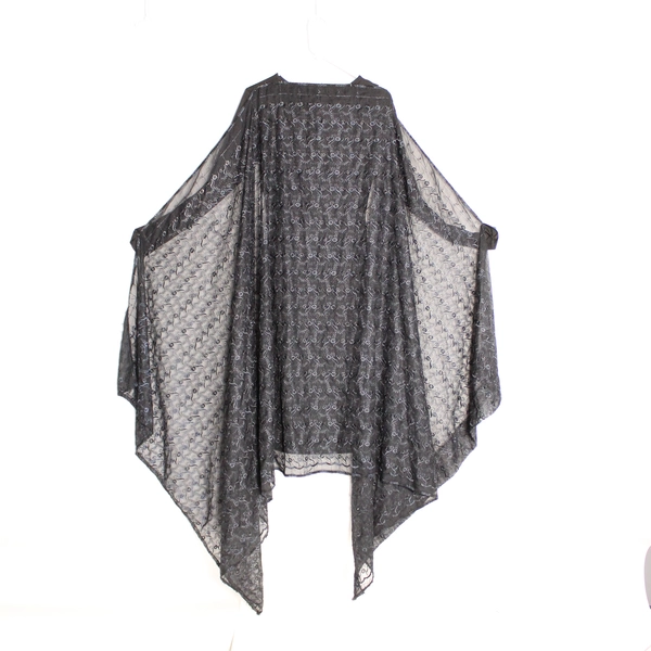 Homemade Women's Medium Halloween Costume Black Dress and Lace Cape