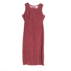 Vintage DJ & Co Burgundy Maxi Dress Size 16 Sleeveless with Side Slit