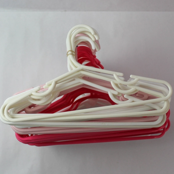 Lot of 50 Assorted Children's Plastic Hangers Pink & White 7" x 11.75"