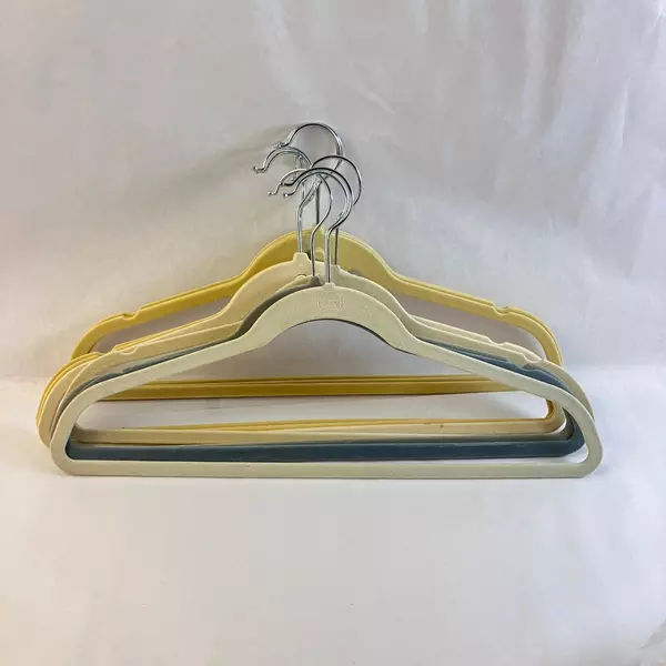 Lot of 10 Yellow Gray Green Velvet Space Saving Hangers for Clothes