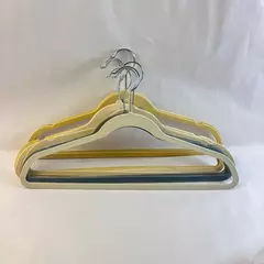 Lot of 10 Yellow Gray Green Velvet Space Saving Hangers for Clothes