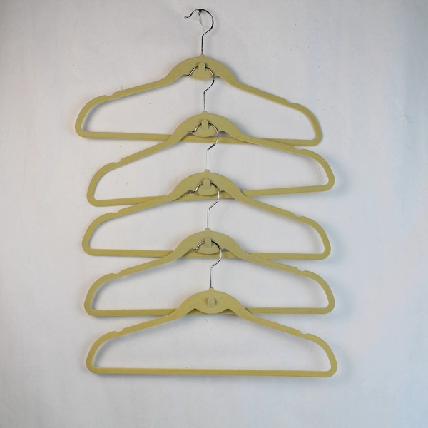 Lot of 10 Yellow Gray Green Velvet Space Saving Hangers for Clothes