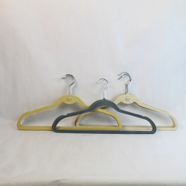 Lot of 10 Yellow Gray Green Velvet Space Saving Hangers for Clothes