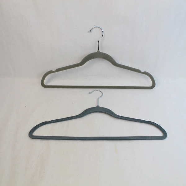 Lot of 10 Yellow Gray Green Velvet Space Saving Hangers for Clothes