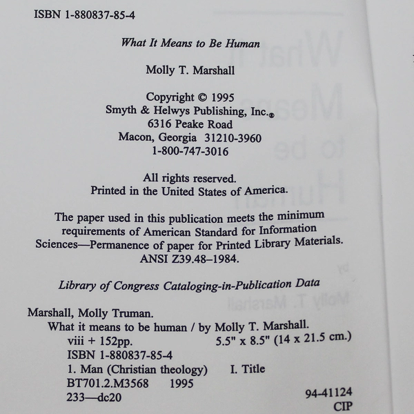 What It Means To Be Human by Molly Marshall 1995 Paperback - Good Condition