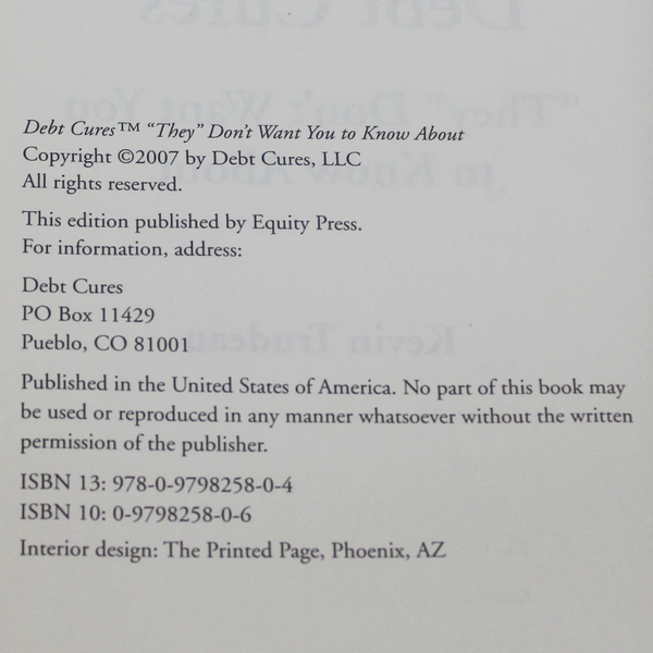 Debt Cures by Kevin Trudeau Hardcover Book 2007 - Good Condition