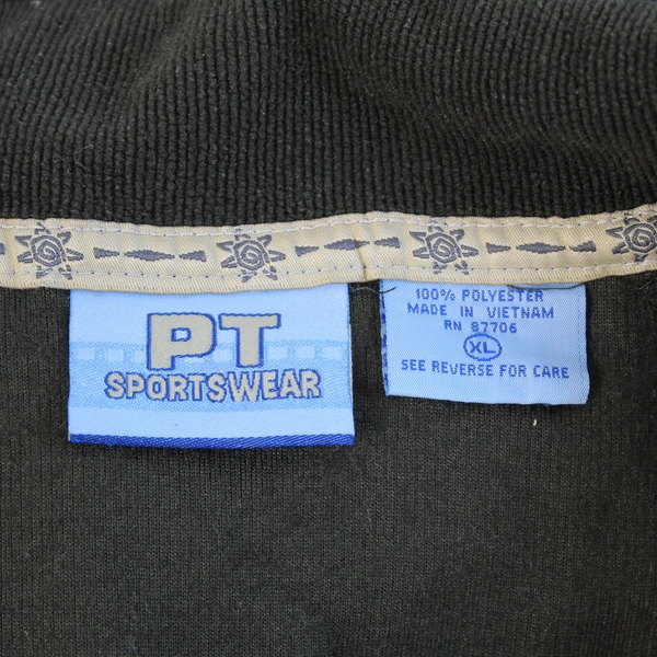 Vtg PT Sportswear Men's XL Green Pullover Knit Jacket Long Sleeve Zip