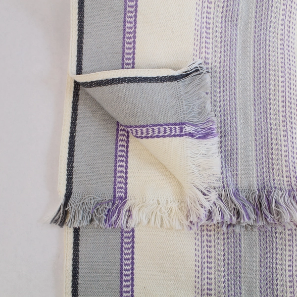 Southwestern Sarape Scarf Wrap White Purple Gray 42" Fringe Good Condition
