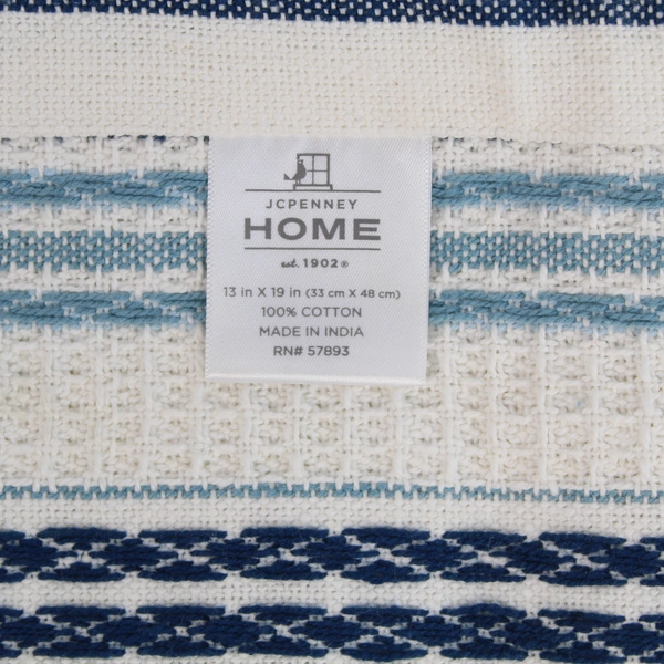 Lot of 3 Navy Blue Woven Placemats with Fringe Trim, Rustic Decor