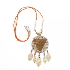 Vintage Metal Pendant Necklace with Suede Lanyard & S Hook Closure