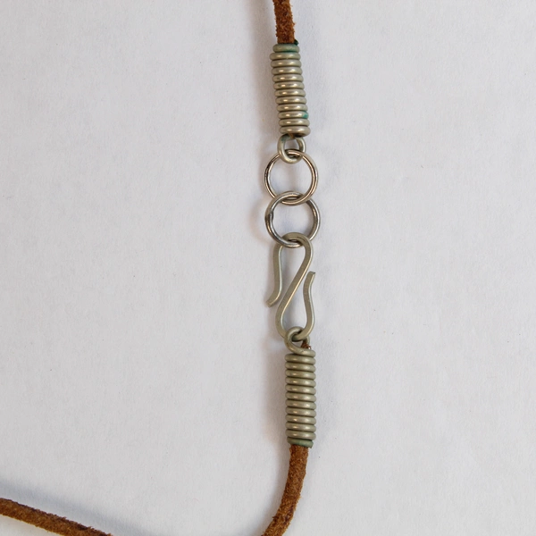 Vintage Metal Pendant Necklace with Suede Lanyard & S Hook Closure