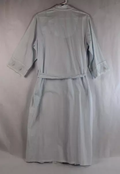 Vintage Laura Ashley Robe Women's Medium Baby Blue Lace 3/4 Sleeves Pre-Owned