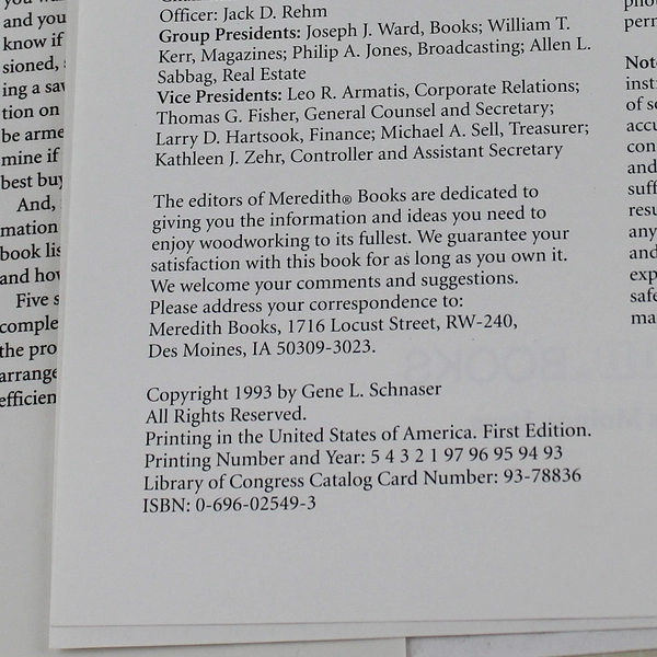 The Home Workshop Planner by Meredith Books 1993 Hardcover - Good Condition