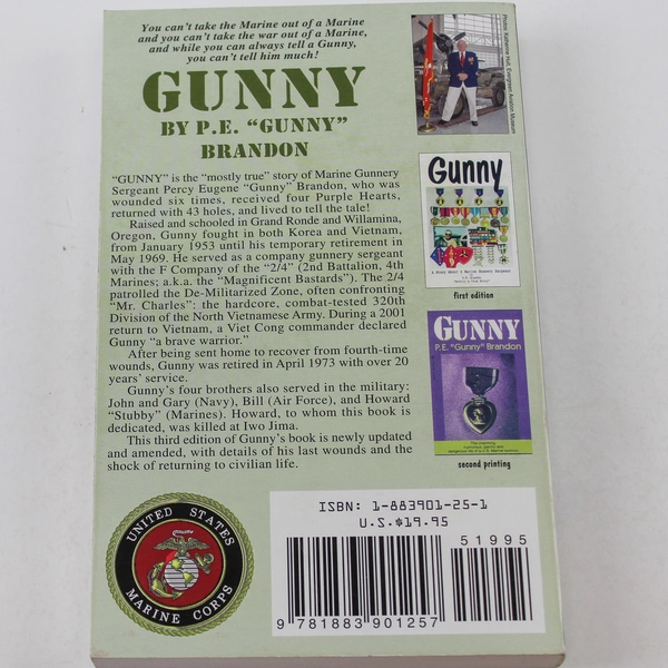 Gunny by P.E. Brandon Signed 2007 Third Edition Paperback Military Story