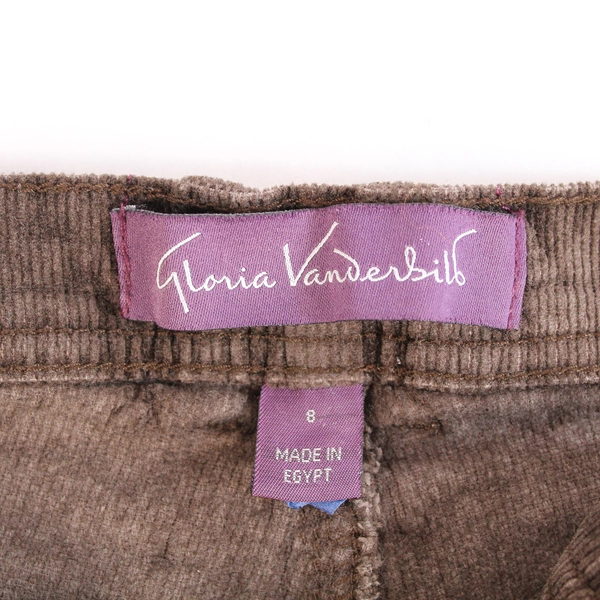 Gloria Vanderbilt Women's Size 8 Short Brown Corduroy Straight Leg Pants