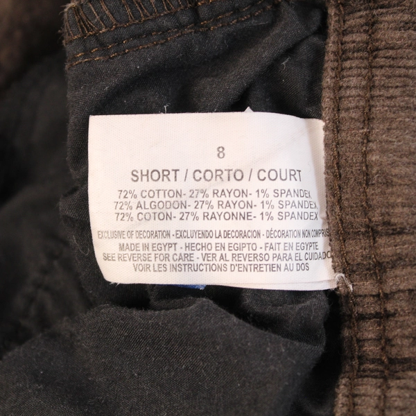 Gloria Vanderbilt Women's Size 8 Short Brown Corduroy Straight Leg Pants