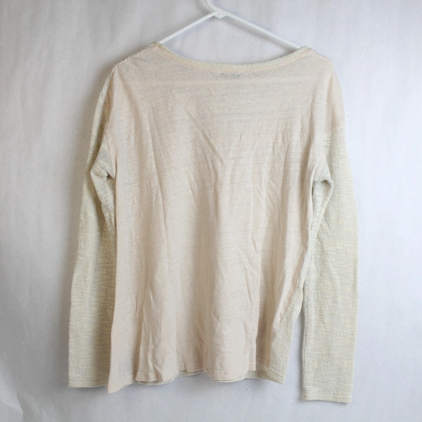 Sanctuary Women's Medium Pink Cream Lace Accent Long Sleeve Top - Good Condition