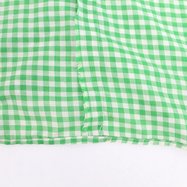 Homemade Green White Checked Embroidered Women's Top Size L - Pre-owned