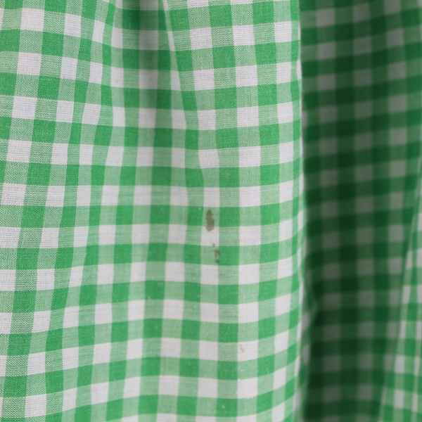 Homemade Green White Checked Embroidered Women's Top Size L - Pre-owned